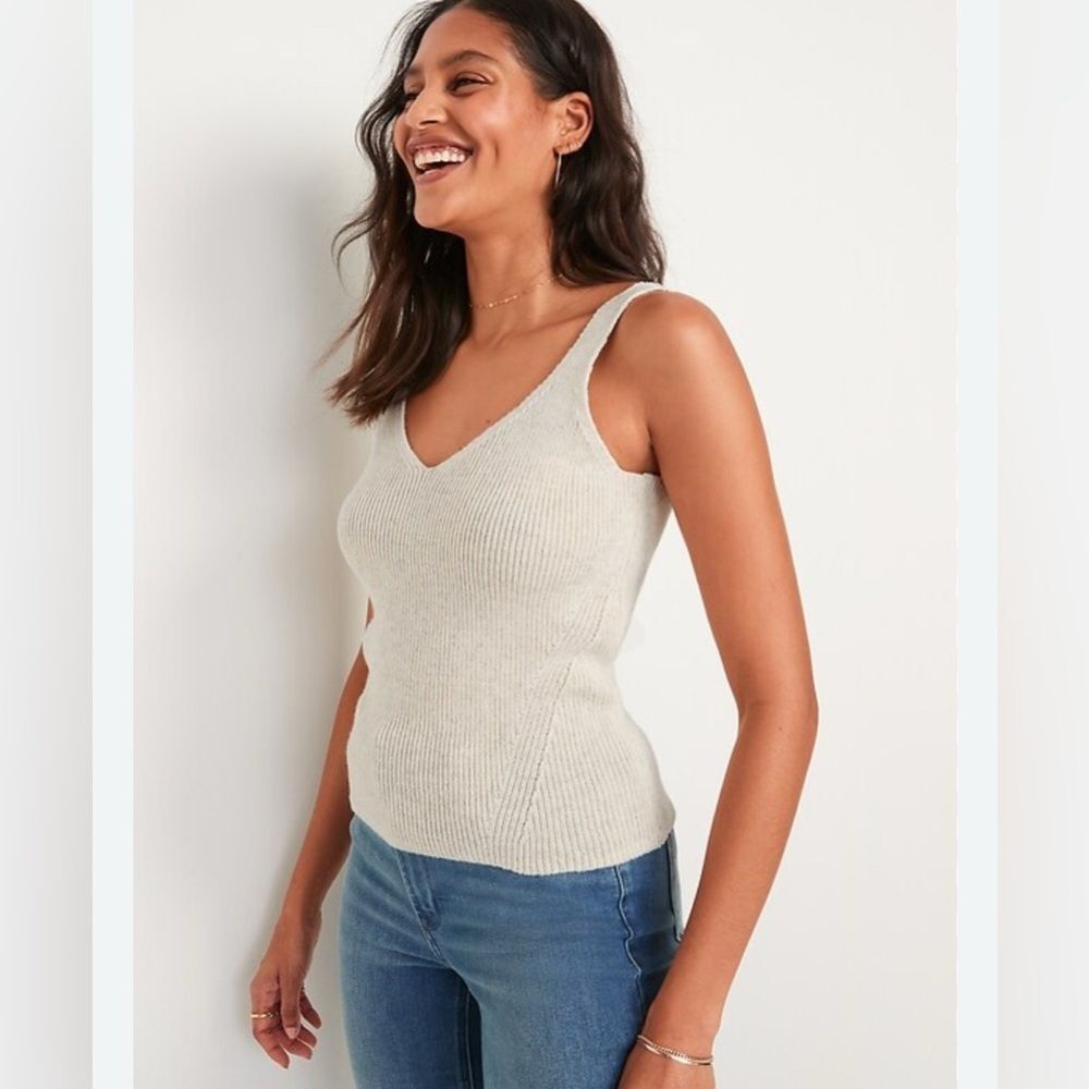 Old Navy cream ribbed knit sweater tank size 2X